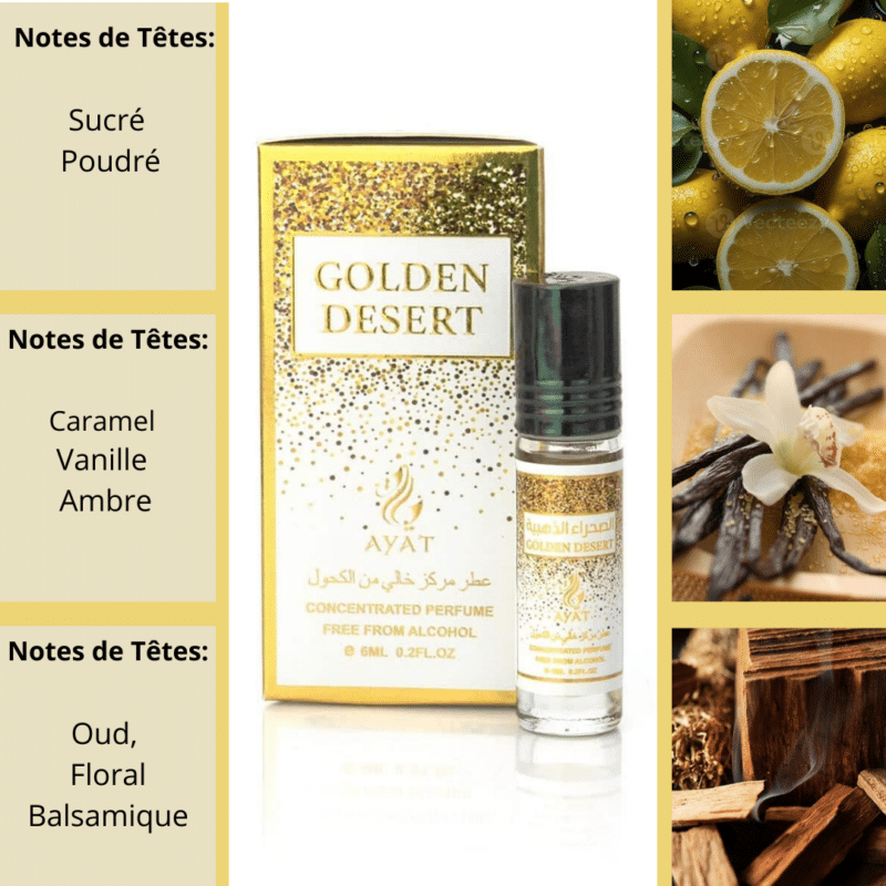 Huile Parfumée Golden Desert – Ayat Perfumes – 6 x 6ml