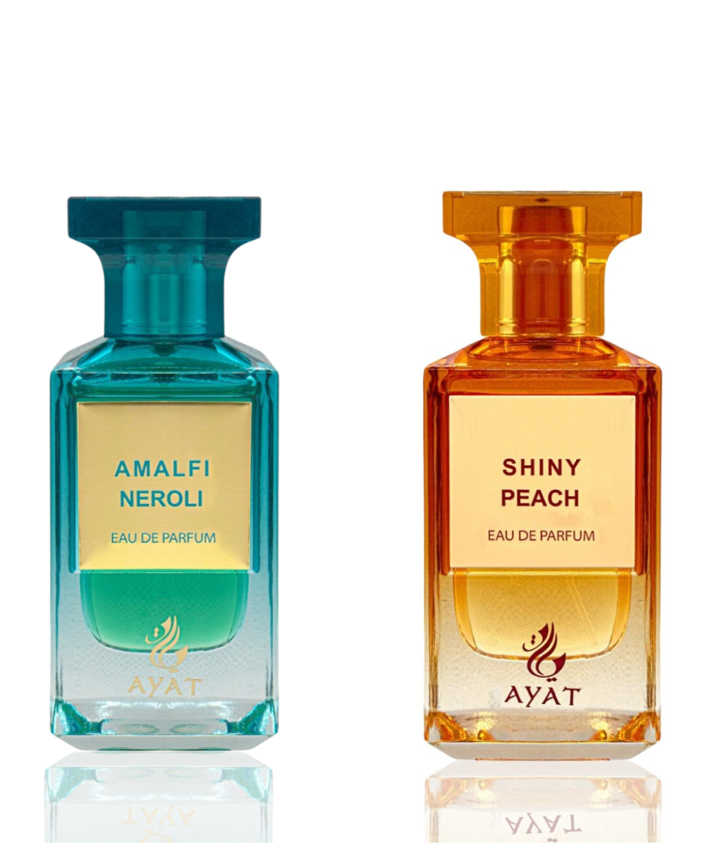 Eau de parfum mixte de chez Ayat Perfumes - Amalfi Neroli et Siny Peach