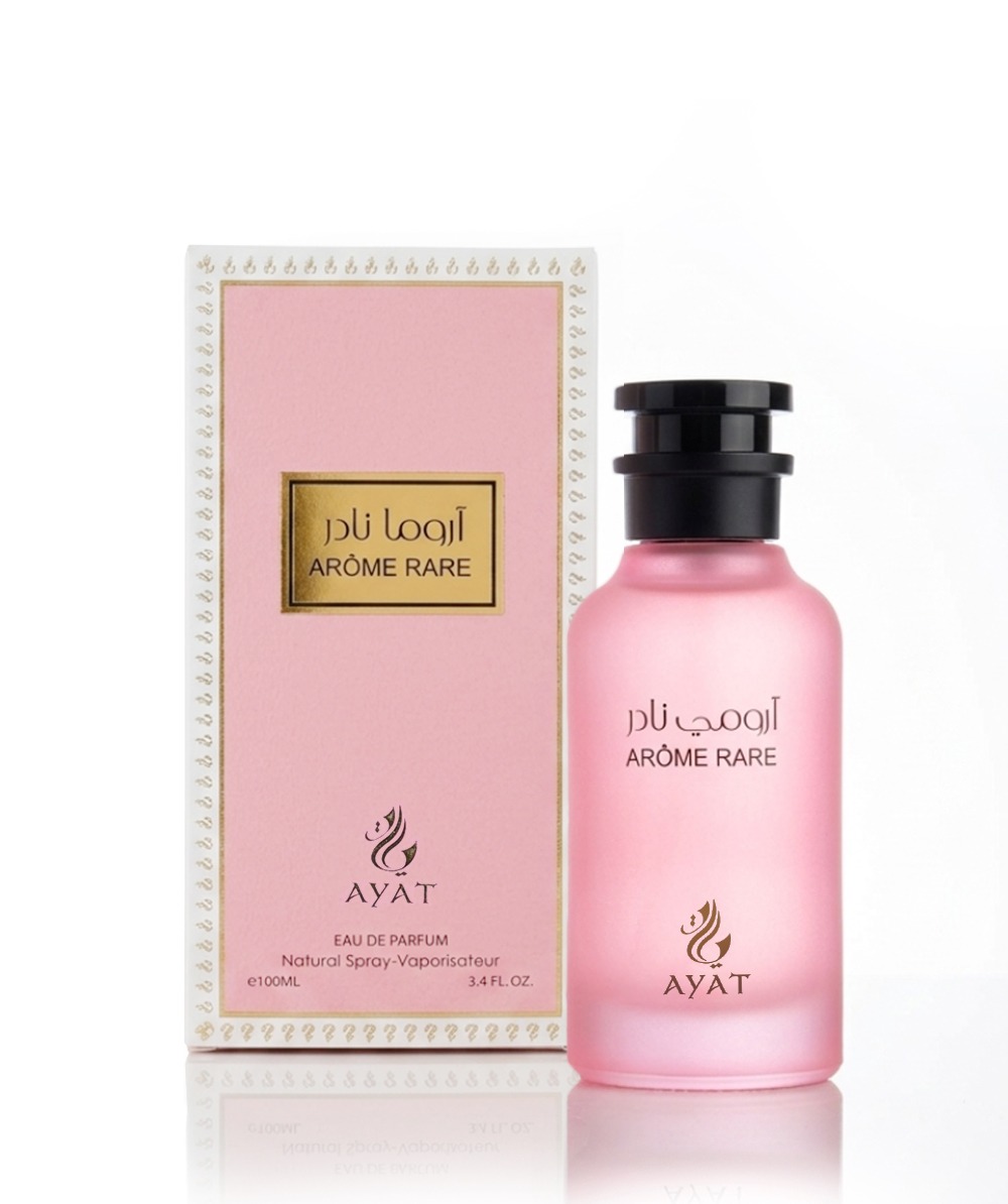 Arome Rare est un parfum de Dubaï féminin signé Ayat Perfumes. Cette fragrance délicate associe des notes fruitées, florales et boisées pour créer un sillage élégant et raffiné.